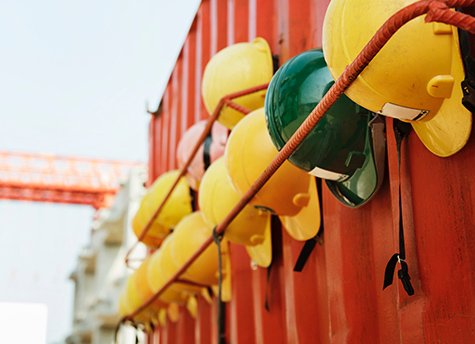 Hard hats on a construction site